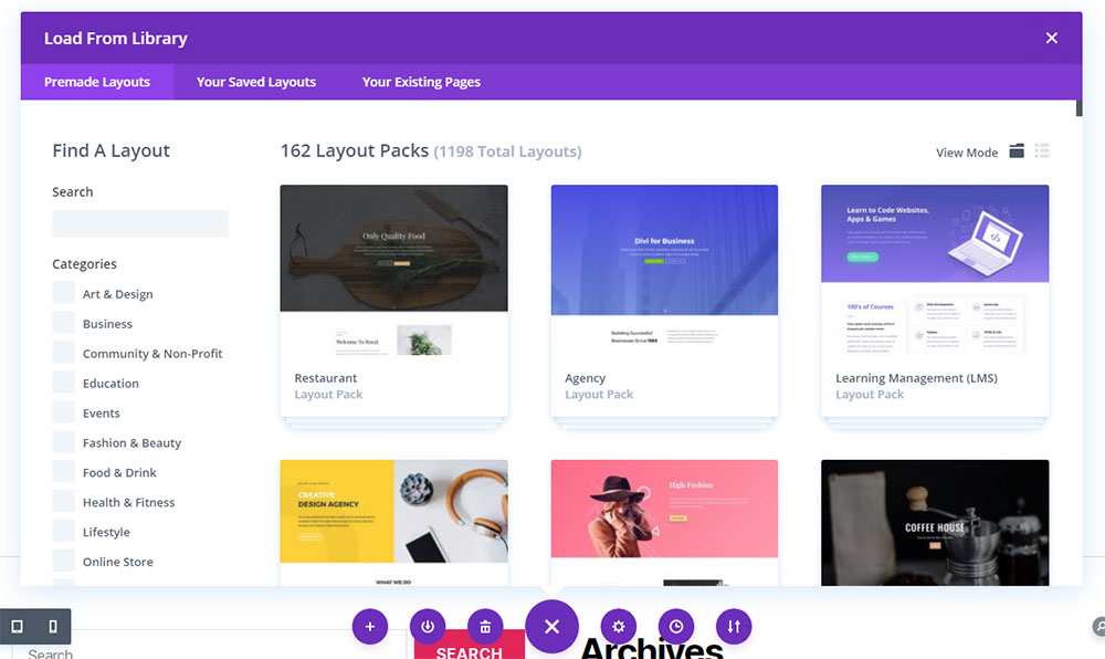 divi template library